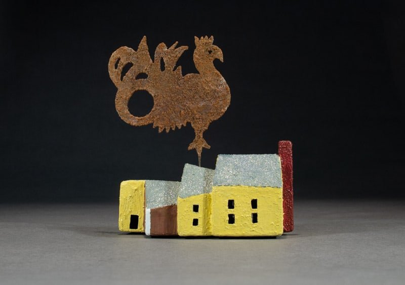 The Rooster House - Sculpture by Rob Keller